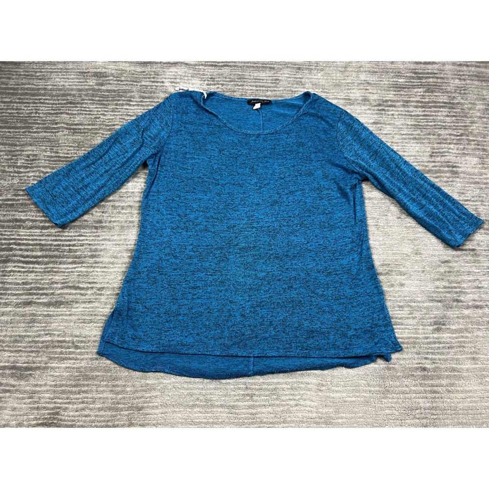 American City Wear Top Womens 2X Blue 3/4 Sleeve Rayon Blend